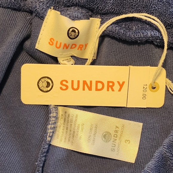 SUNDRY High Waist Terrycloth Crop Pant in Regalia Blue - Picture 5 of 5